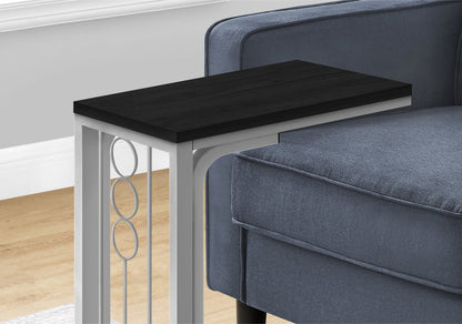 16" X 9" X 24.5" Blacksilver Mdf And Metal Accent Table