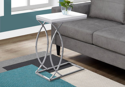 18.25" X 10.25" X 25" White Mdf Metal Accent Table