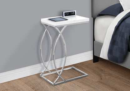 18.25" X 10.25" X 25" White Mdf Metal Accent Table