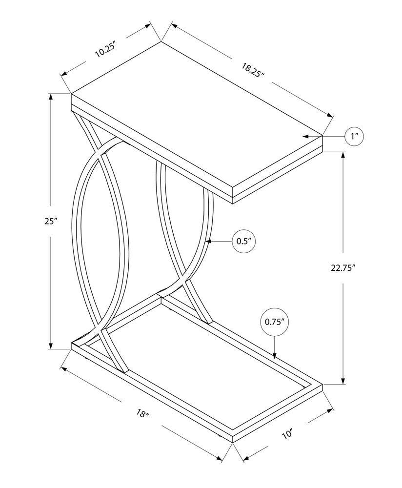 18.25" X 10.25" X 25" White Mdf Metal Accent Table