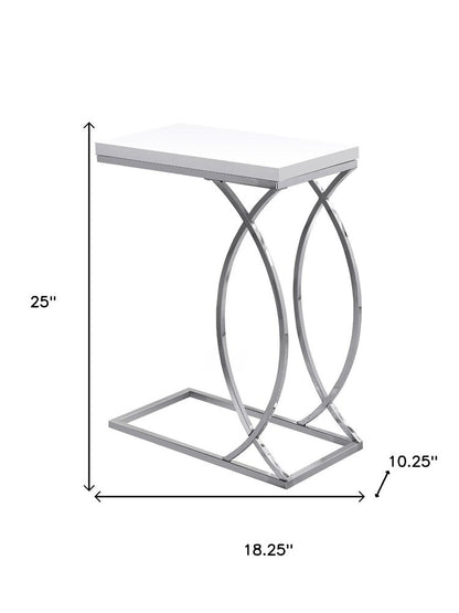 18.25" X 10.25" X 25" White Mdf Metal Accent Table
