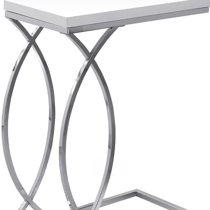 18.25" X 10.25" X 25" White Mdf Metal Accent Table
