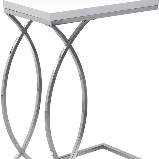 18.25" X 10.25" X 25" White Mdf Metal Accent Table