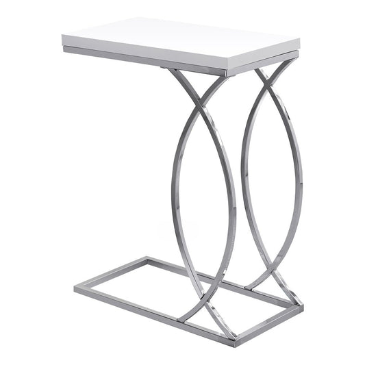 18.25" X 10.25" X 25" White Mdf Metal Accent Table