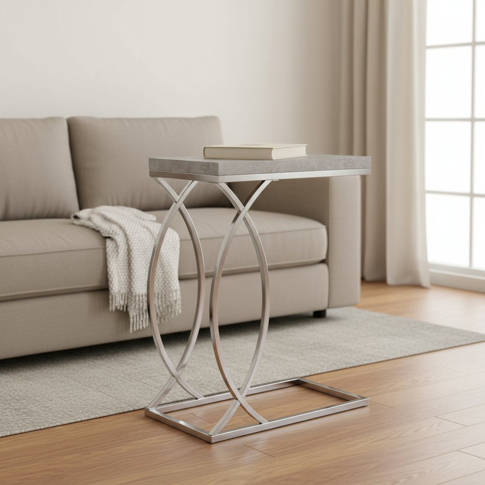 18.25" X 10.25" X 25" White Mdf Metal Accent Table