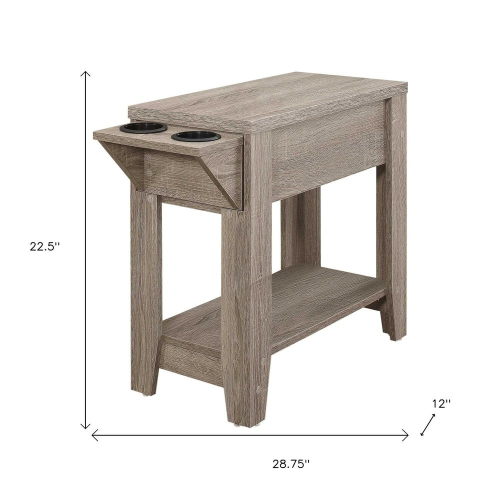 23" Brown Wood End Table With Shelf