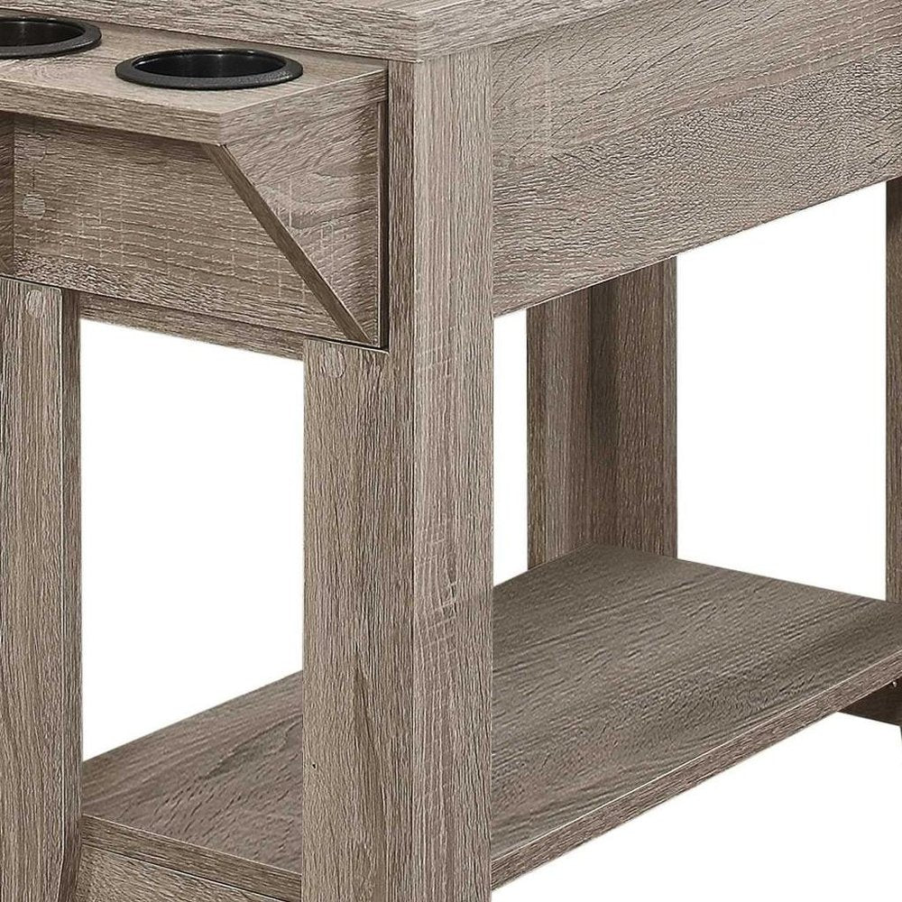 23" Brown Wood End Table With Shelf