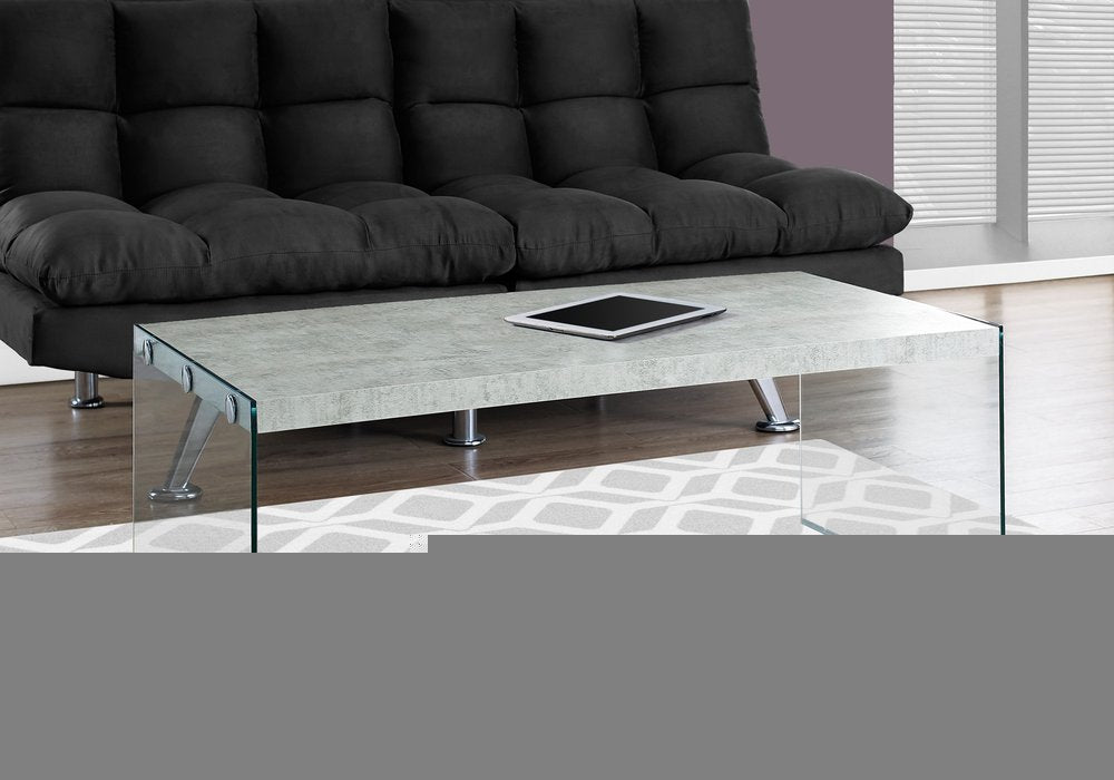 44" White And Clear Wood And Glass Coffee Table