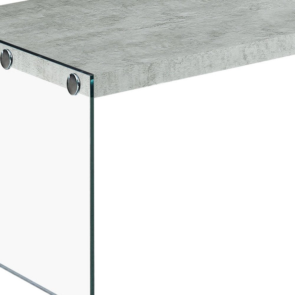 44" Gray  Clear Wood And Glass Coffee Table
