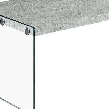 44" Gray  Clear Wood And Glass Coffee Table