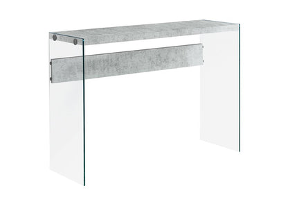 44" Gray And Clear Solid Console Table