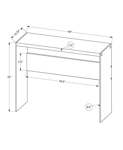 44" White and Clear Solid Console Table