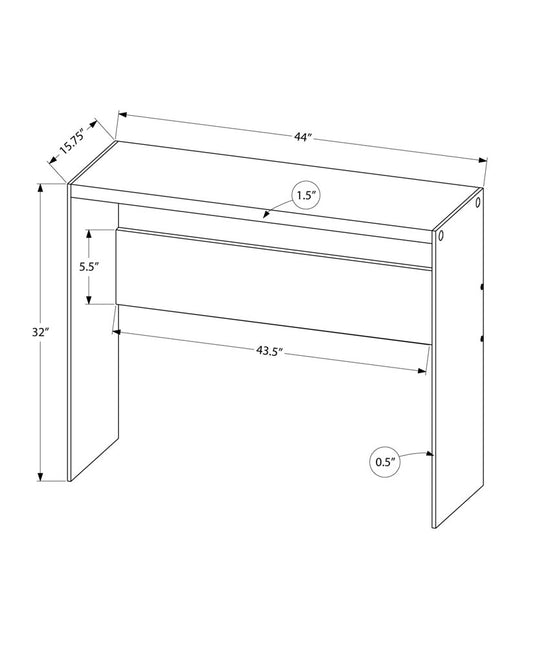 44" Gray And Clear Solid Console Table