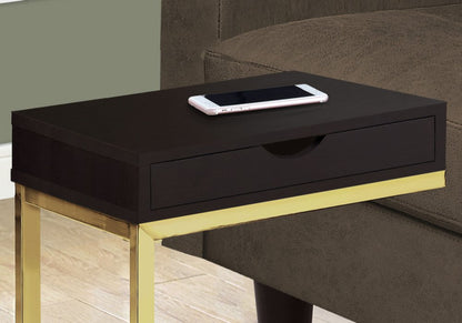 10.25" X 15.75" X 24.5" Grey Finish And Laminated Metal Accent Table