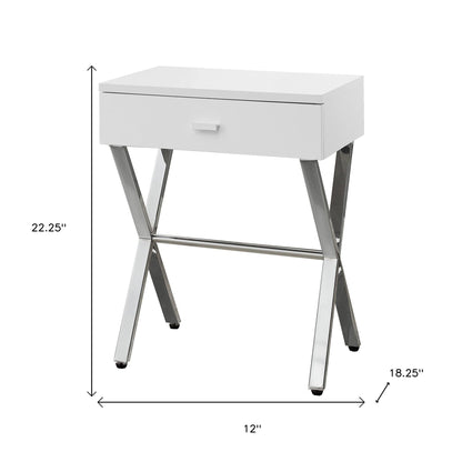 22" Black And Gray Wood And Metal End Table With Drawer