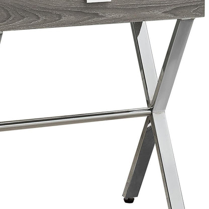 22" Black And Gray Wood And Metal End Table With Drawer