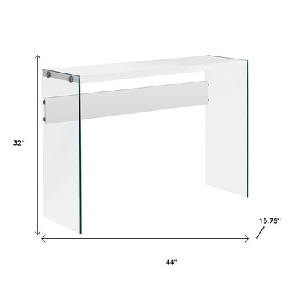 44" Gray And Clear Solid Console Table