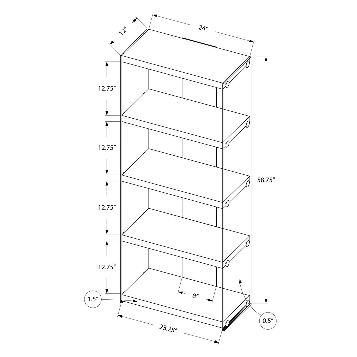 White Glass Four Tier Etagere Bookcase