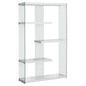 59" White And Clear Glass and Wood Four Tier Etagere Bookcase