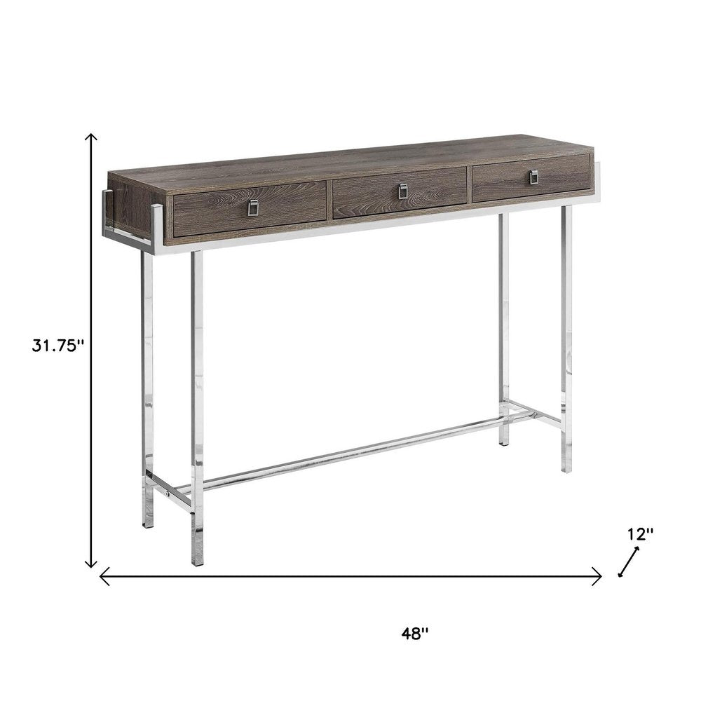 48" White and Silver Console Table And Drawers