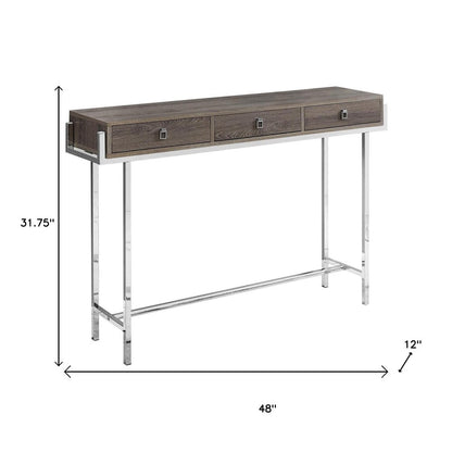 48" White and Silver Console Table And Drawers