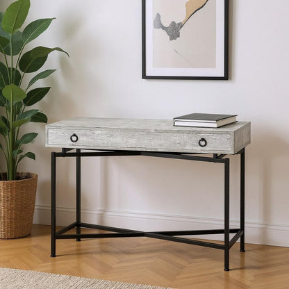 43" Brown And Black Cross Leg Console Table