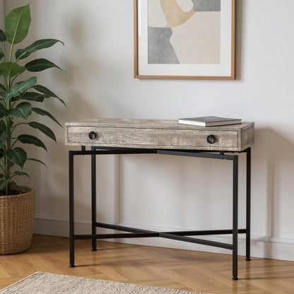 43" Brown And Black Cross Leg Console Table