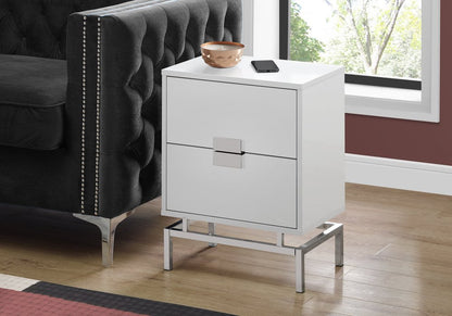 24" Gold And Beige End Table With Two Drawers