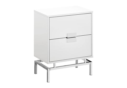 24" Gold And Beige End Table With Two Drawers