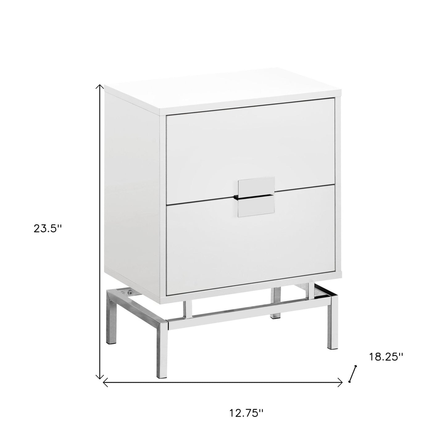 24" Silver And Gray End Table With Two Drawers