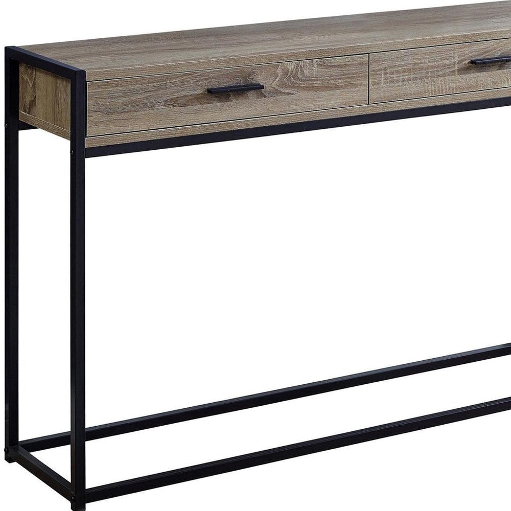 48" Black Frame Console Table And Drawers