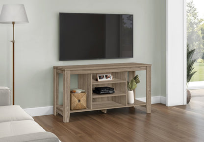 48" Taupe Wood Open Shelving TV Stand