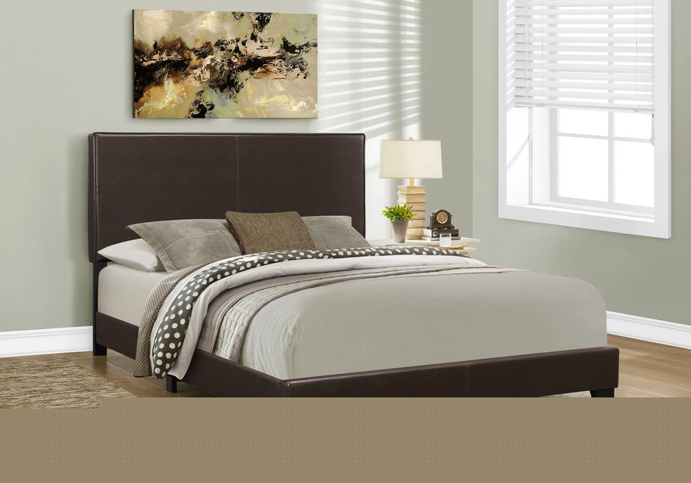 Brown Standard Bed Upholstered With Headboard