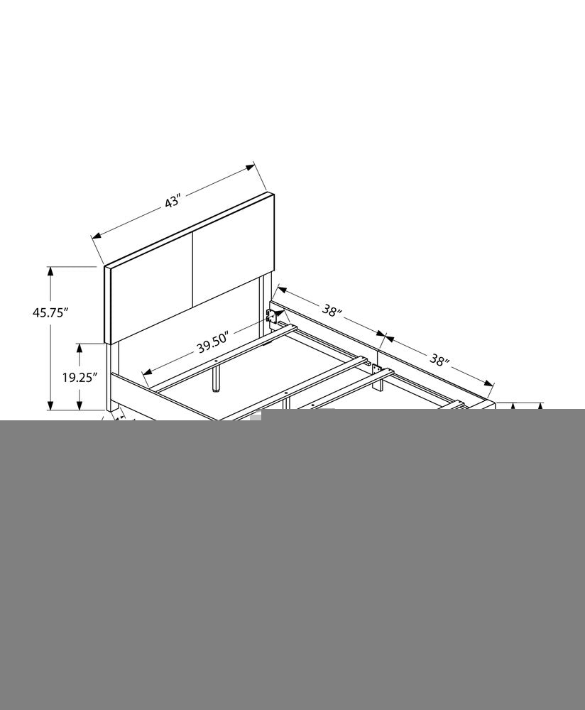 White Solid Wood Twin Upholstered Faux Leather Bed Frame