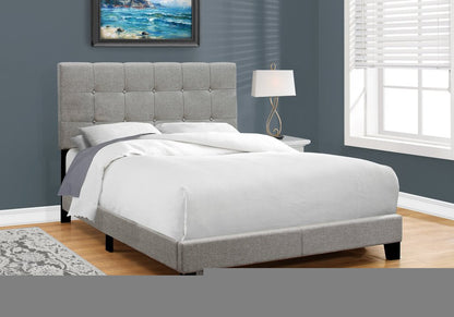 Gray Solid and Manufactured Wood Full Upholstered Linen Bed Frame