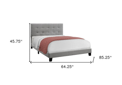 Gray Queen Tufted Upholstered Bed Frame