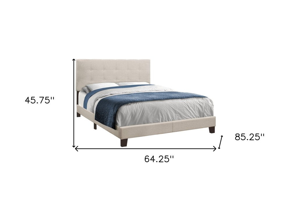 Gray Queen Tufted Upholstered Bed Frame