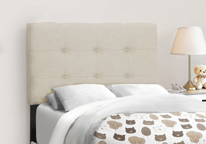 Gray Twin Tufted Upholstered Linen Bed Frame with Nailhead Trim