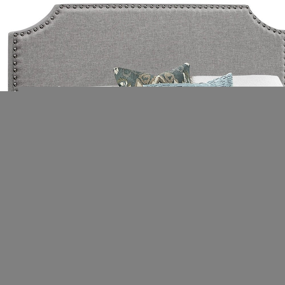 Gray Solid and Manufactured Wood Full Upholstered Faux Leather Bed Frame