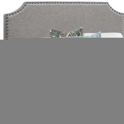 Gray Solid and Manufactured Wood Full Upholstered Faux Leather Bed Frame