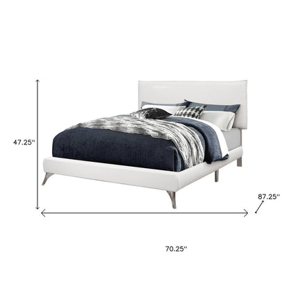 Gray Solid Wood Queen Upholstered Linen Bed Frame with Nailhead Trim