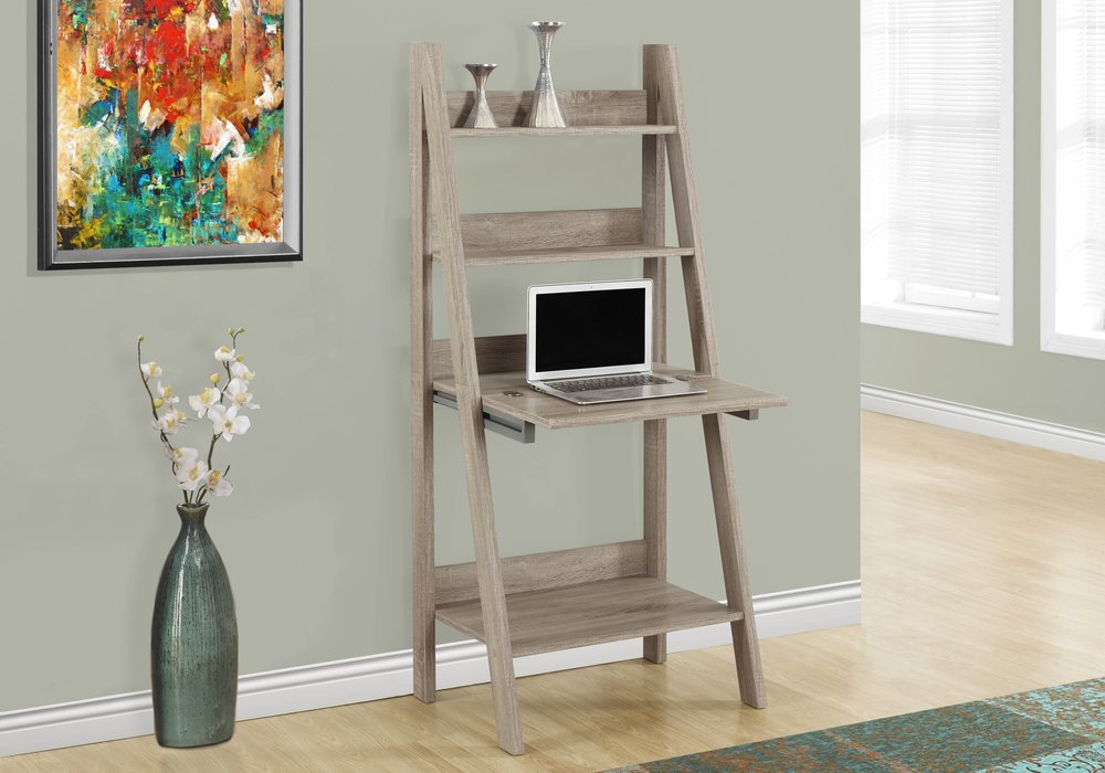 26" Taupe Wood Ladder Desk