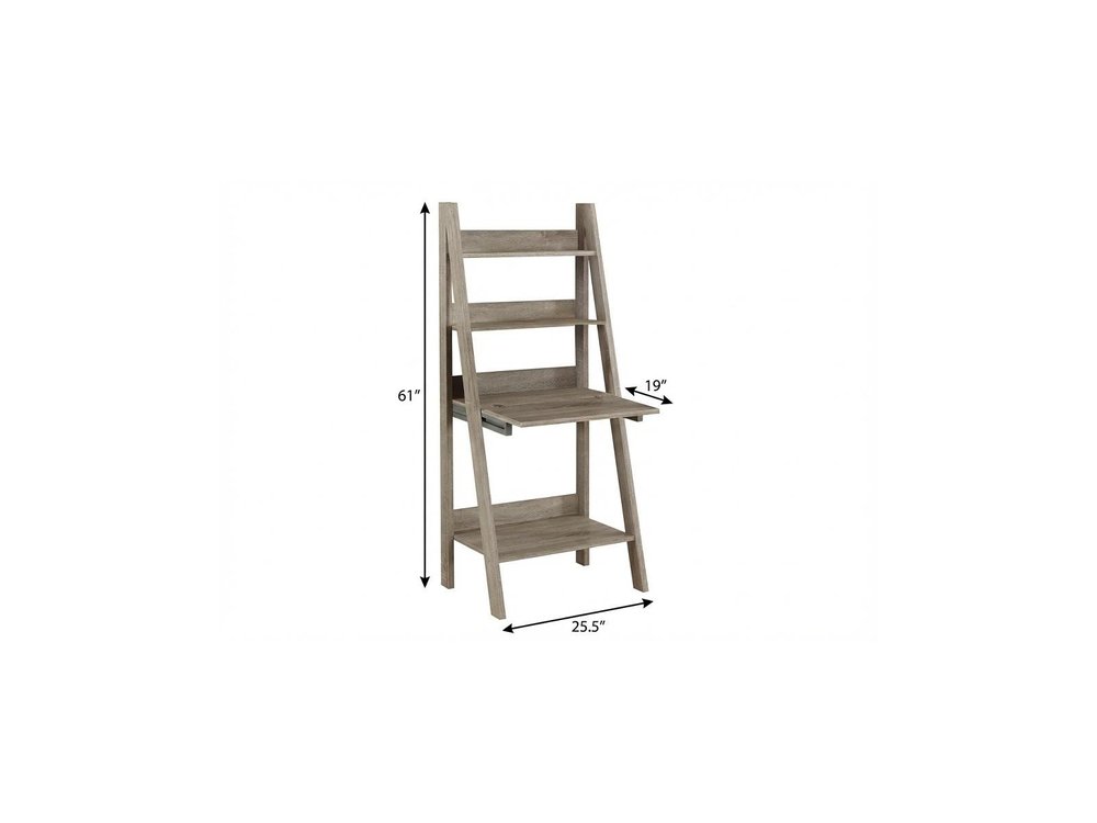 26" Taupe Wood Ladder Desk