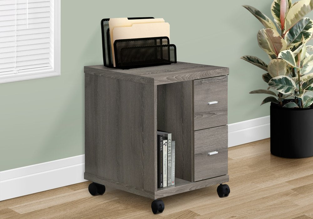 17.75" X 17.75" X 23" Dark Taupe Particle Board Hollow Core 2 Drawers  Office Cabinet