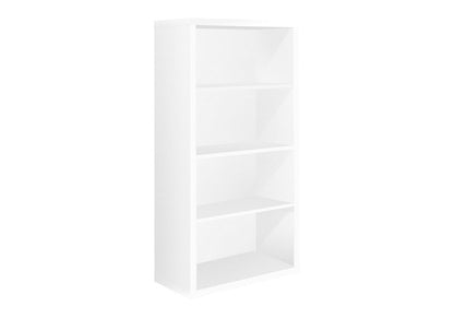 White Wood Adjustable Four Tier Bookcase