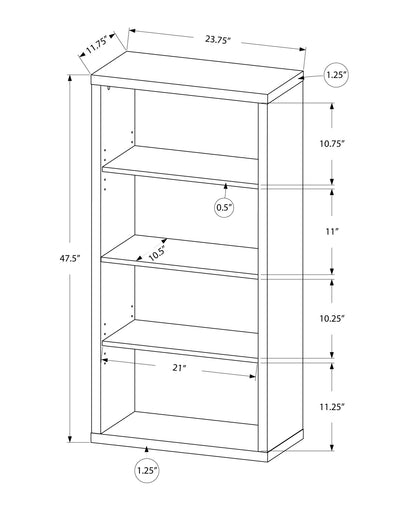 Taupe Wood Four Tier Bookcase