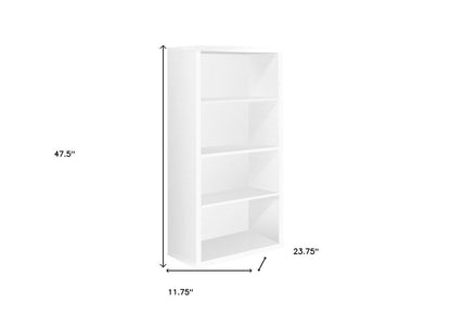 White Wood Adjustable Four Tier Bookcase