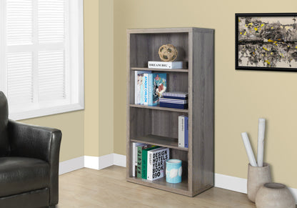 Taupe Wood Four Tier Bookcase