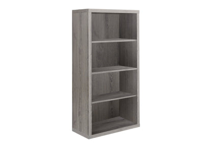 48" Brown Distressed Wood Adjustable Four Tier Bookcase