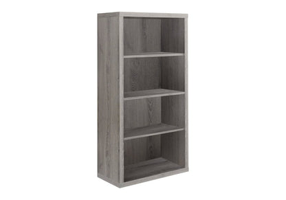 48" Taupe Distressed Wood Adjustable Four Tier Bookcase